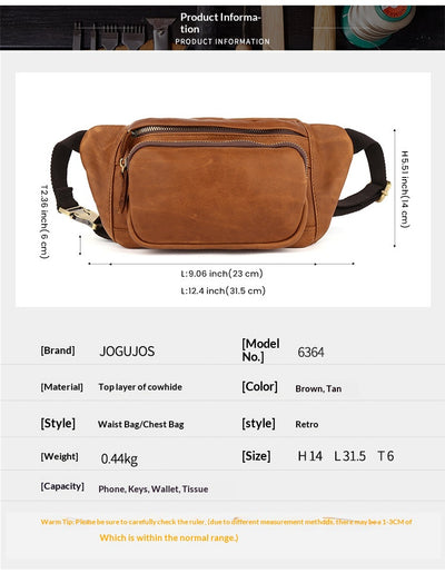 Bolsa Pecho Cuero Genuino Estilo Retro para Hombre - Image 22