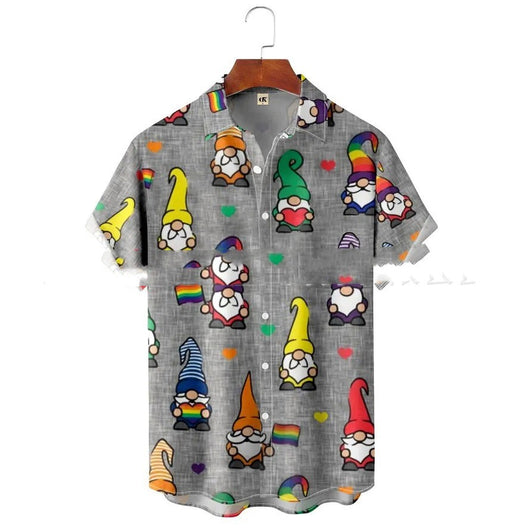 Camisa Estampada de Cuello Solapa para Hombre - Manga Corta Ideal para Festividades - Image 7