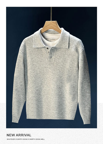 Suéter Retro Tejido Liso para Hombre - Comodidad de Invierno - Image 7