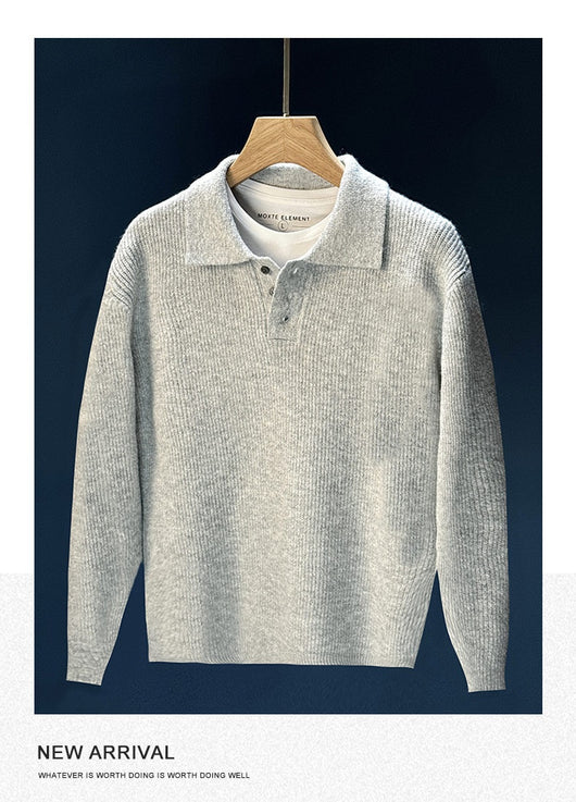 Suéter Retro Tejido Liso para Hombre - Comodidad de Invierno - Image 7