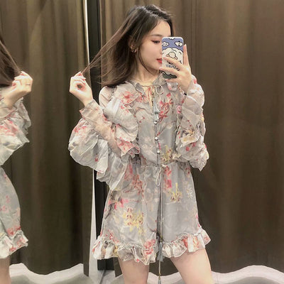Jumpsuit Elegante de Encaje Floral con Manga Larga y Cintura Alta - Image 10