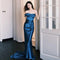Vestido de Noche Azul Elegante de Lujo Minoritario para Mujer