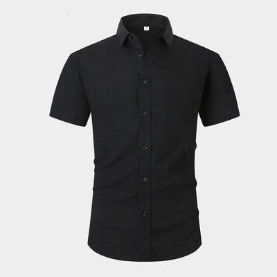 Camisa Lino Fresco Manga Corta Transpirable Color Sólido - Image 5