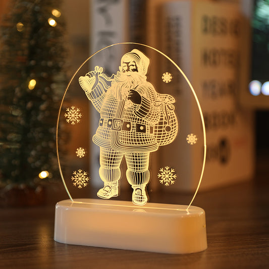 Lámpara Nocturna Decorativa Muñeco de Nieve en Acrílico