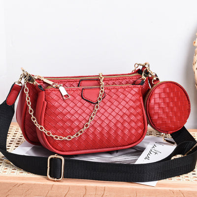 Bolso Crossbody de Cuero PU con Patrón Tejido