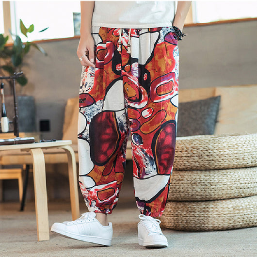 Pantalones Casuales para Hombre en Algodón y Lino con Estampado Estilo Chino - Image 8