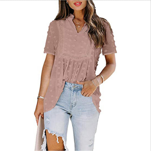 Blusa de Chifón Estampado con Encaje Jacquard - Estilo Verano para Mujer - Image 10