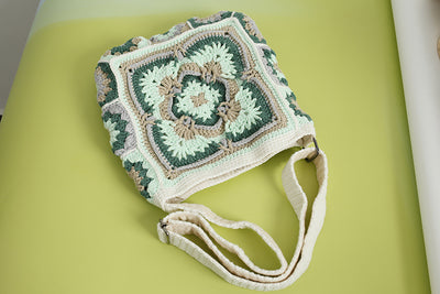 Bolso Bandolera Tejido a Mano Estilo Bohemio Cuadros Abuela - Image 11