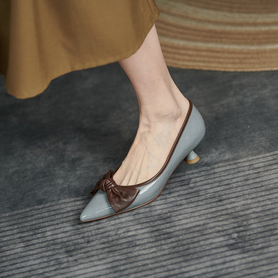 Zapatos de Cuero para Mujer con Moño - Tacón Medio Primavera Otoño - Image 13