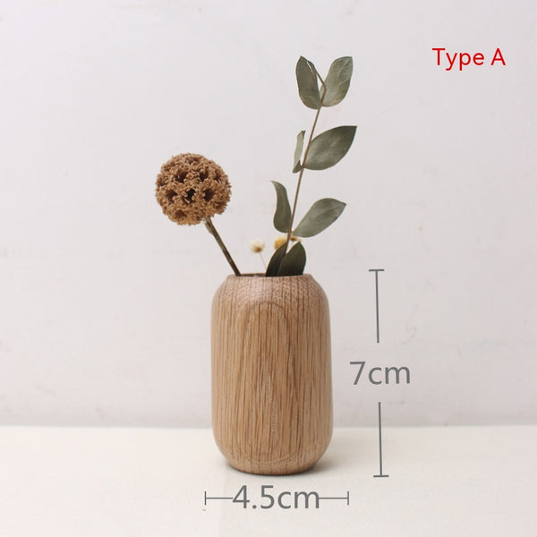 Jarrón de Madera Maciza Estilo Japonés con Flores Secas Decorativas - Image 6