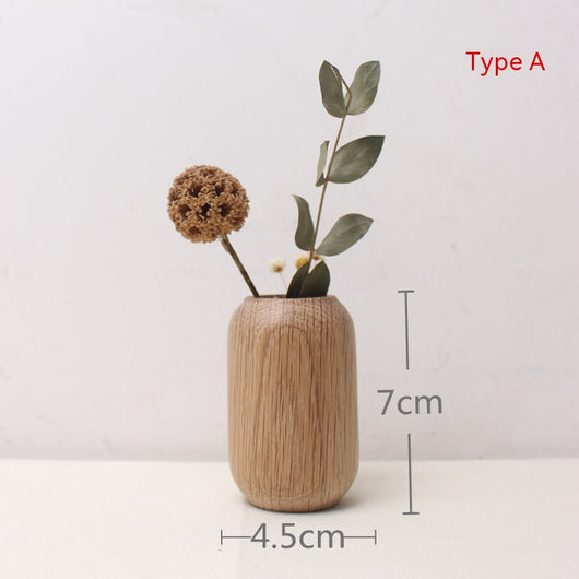 Jarrón de Madera Maciza Estilo Japonés con Flores Secas Decorativas - Image 6