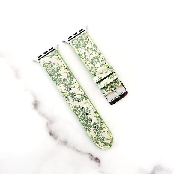 Pulsera de Cuero Verde con Estampado - Accesorio de Moda Trendy