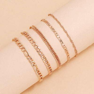 Set de 5 Tobilleras Cadena Serpiente Retro Metal Elegante - Image 7