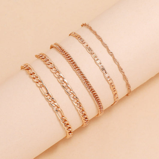 Set de 5 Tobilleras Cadena Serpiente Retro Metal Elegante - Image 7