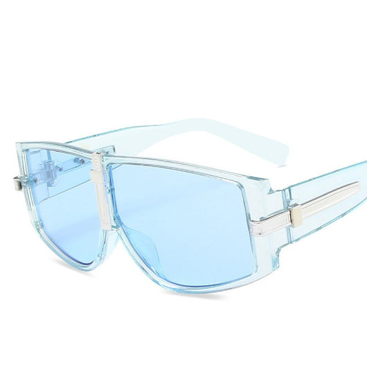 Black large square frame sunglasses with dark lenses and silver-tone accents on the temples and bridge. - Image 4