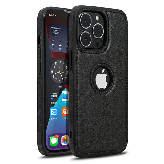 Funda para Celular con Patrón de Cuero y Costuras Decorativas