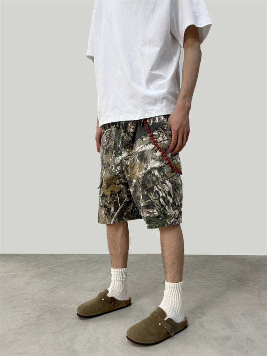 Pantalones Cargo Cortos Camuflaje Ramas Lavado - Multibolsillos - Image 2