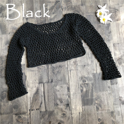 Blusa de Algodón Tejida a Mano con Diseño de Red de Pesca - Image 9