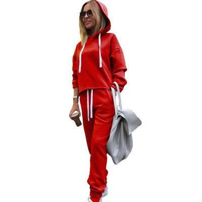 Conjunto Deportivo Mujer Sudadera Irregular con Capucha Dos Piezas - Image 10