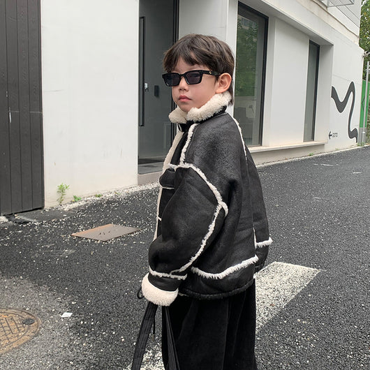Chaqueta de Cuero para Niño con Forro Polar Acolchado - Abrigo de Otoño e Invierno - Image 3