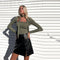 Blusa Cuello Cuadrado con Lazo Ajustada - Estilo Europeo Sofisticado para Otoño e Invierno