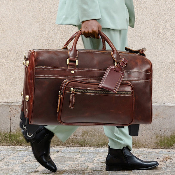 Bolsa de Viaje Retro en Cuero para Hombre