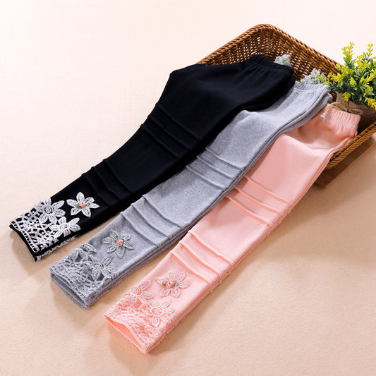 Pantalones Largos Estilo Vaquero con Encaje para Niñas - Image 2