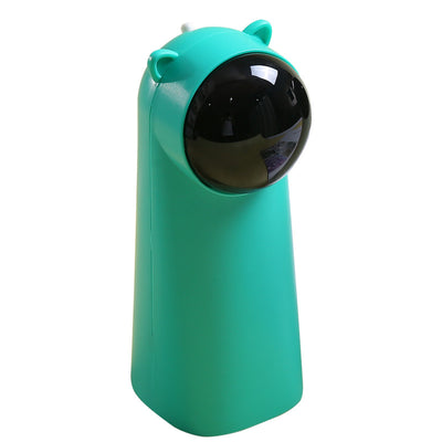 White automatic laser cat toy with a black dome projector and small cat ear details on top, featuring a green button. - Image 2