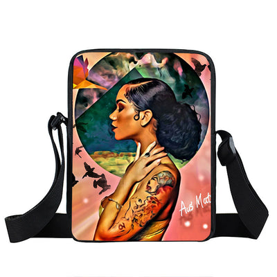 Bolso Diagonal con Diseño de Niña Afro - Negro - Image 18
