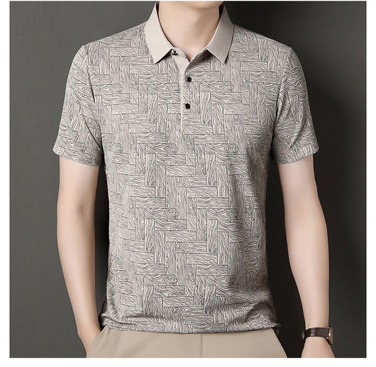 Camiseta Fresca de Seda de Hielo con Estampado Moderno para Hombre - Image 25
