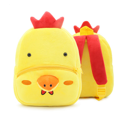Cute green plush dinosaur backpack with red spikes, a blue front pocket, and yellow horn, for kindergarten children. - Image 3