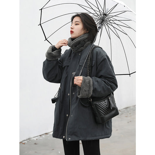 Abrigo de Visón Estilo Ejecutivo con Cuello Mao para Mujer - Image 3