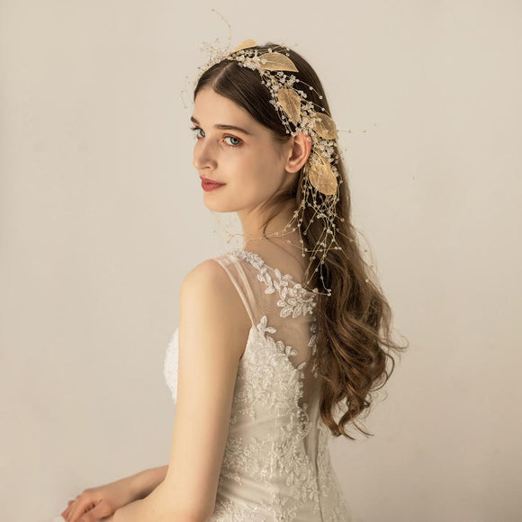 Diadema de Cristal Hoja Industrial Elegante