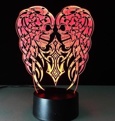Lámpara 3D LED Calavera Halloween con Ilusión Holográfica - Luz Nocturna Multicolor - Image 7