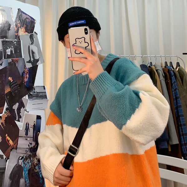 Suéter Holgado Estilo Hong Kong para Hombre - Diseño Coreano Moderno