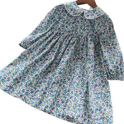 Vestido de Niña de Algodón con Flores y Mangas Largas - Image 9