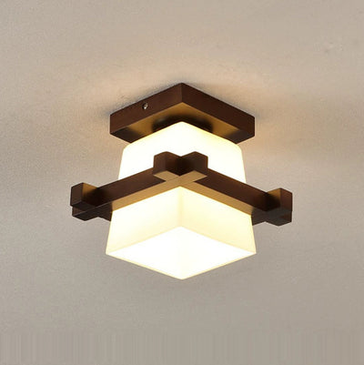 Lámpara de Techo Minimalista Tic-tac-toe en Vidrio y Madera Maciza Estilo Rústico Moderno - Image 7