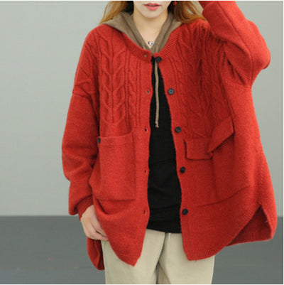 Cardigan Largo Abierto de Punto Literario Casual Holgado