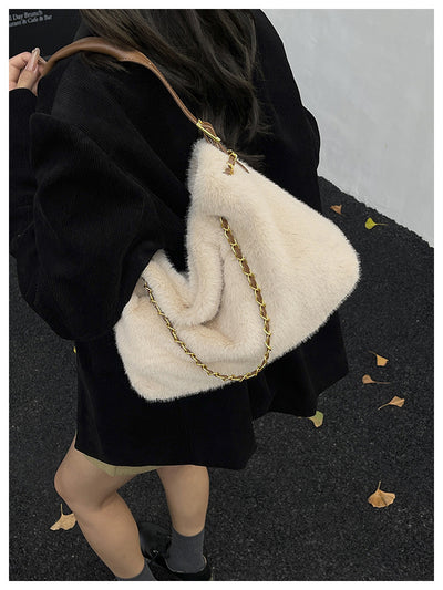 Bolsa de Hombro Grande con Pelaje para Mujer - Bolso Mensajero de Capacidad Amplia - Image 13