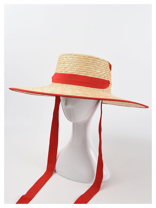 Sombrero de Paja Trenzado con Tiras - Estilo Europeo y Americano para Mujer - Image 13