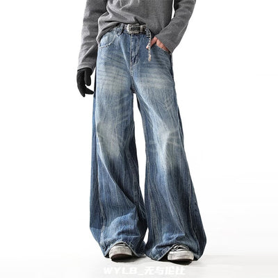 Jeans Hombre Lavado Clásico con Rayas Relámpago - Primavera Otoño - Image 2