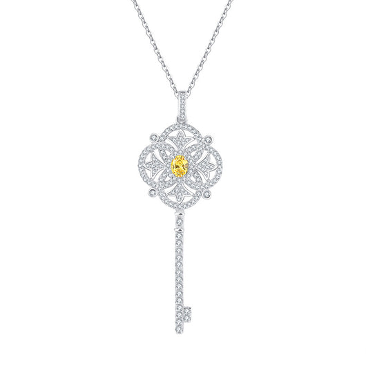 Dije Llave Diamante Amarillo Lujo con Cadena de Carbono Alto - Image 6