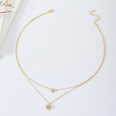 Collar Colgante de Circón Brillante Tridimensional, Cadena de Dos Capas para Mujer - Image 8