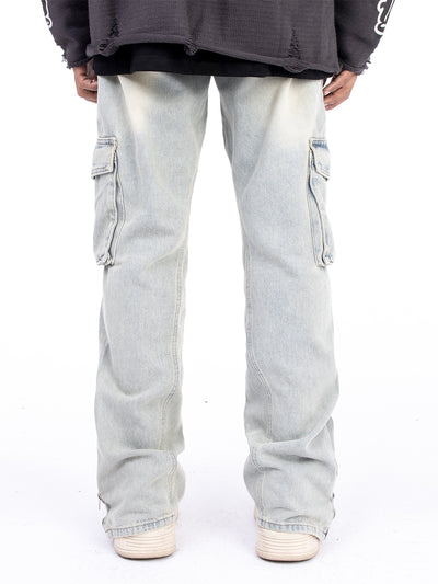 Pantalones Vaqueros Vintage Lavados con Cierre en Bota - Estilo Americano Casual - Image 3