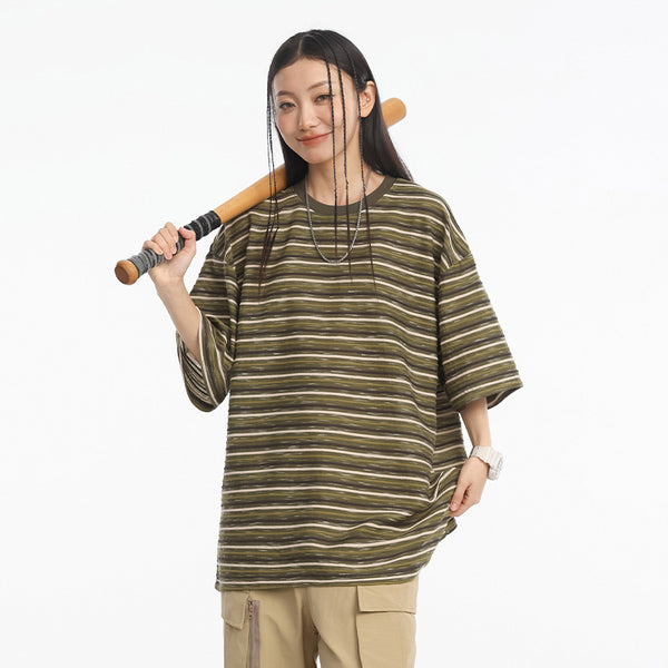 Camisa Vintage a Rayas de Manga Corta para Hombre