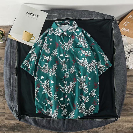 Camisa Suelta Estampada de Manga Corta para Hombre - Image 38