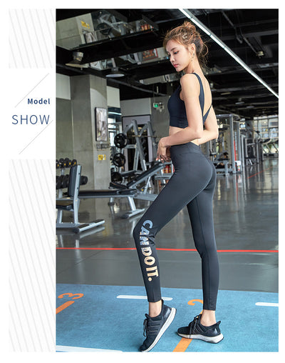 Pantalones de Yoga Cintura Alta con Estampado de Letras de Secado Rápido - Image 6
