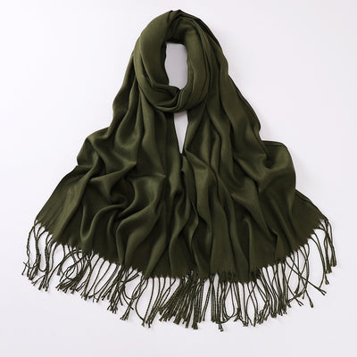 Bufanda Larga de Cashmira Suave - Color Liso para Otoño e Invierno - Image 28