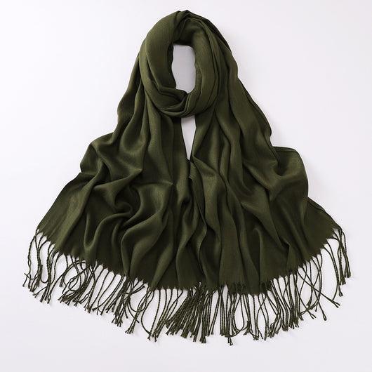 Bufanda Larga de Cashmira Suave - Color Liso para Otoño e Invierno - Image 28