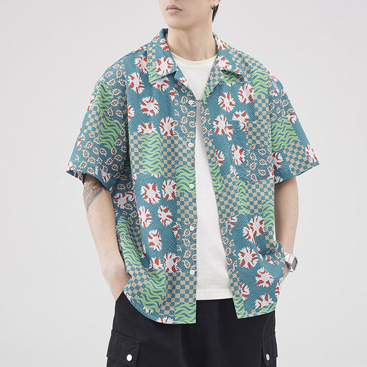 Camisa Hawaiana Retro Seersucker de Manga Corta para Hombre - Image 2